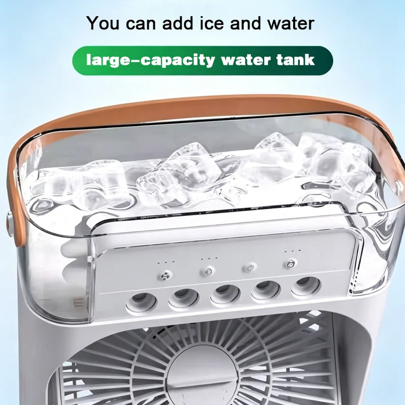 Portable Fan Air Conditioners USB Electric Fan Air Cooler LED Night Light Water Mist Fun 3 in 1 Air Humidifier for Home
